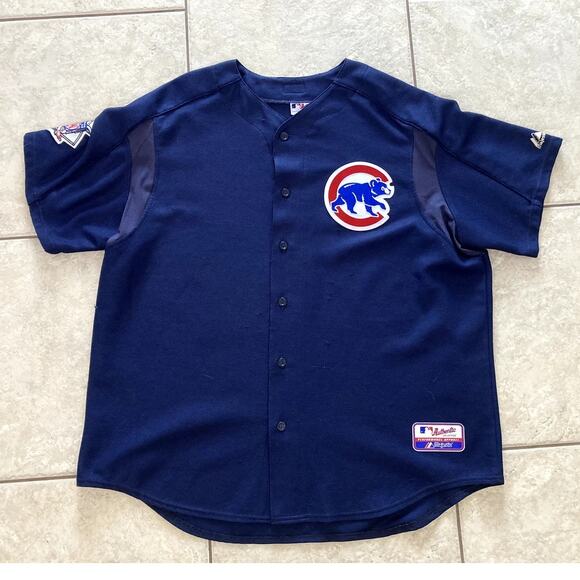 MLB Chicago Cubs Jersey Mens 2XL Major League Baseball Blue Cubbies Blank Merch - Picture 1 of 12